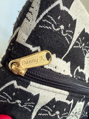 Danny K. Isabella Cat Print Tote Shoulder Bag Tapestry Zip Pockets Black Cream thumbnail 11