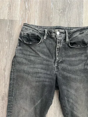 FRAME Le One Crop Mini Boot Jeans Womens Size 2 Hughes Gray Black Stretch Denim thumbnail 6