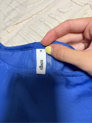 glam Royal Blue Short-Sleeve Babydoll Blouse thumbnail 3