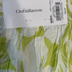 Croft & Barrow‎ Womens XL Lime Green White Tropical Leaf Midi Skirt NWT thumbnail 7