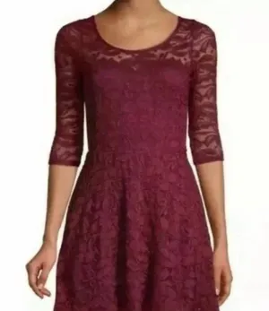 Material Girl Burgundy Lace Dress | Size Small thumbnail 3