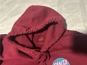 Santa Cruz Skateboards Burgundy Crewneck Hoodie with Logo Patch thumbnail 8