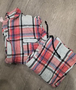 Victorias Secret XL Plaid Button-Down Pajama Set Red pink White winter warm thumbnail 1