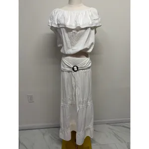 Seaspice Peruvian Cotton White Off Shoulder Maxi Skirt Set NWT XL Boho thumbnail 2