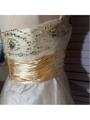 MayQueen Couture mesh mini dress gold beaded strapless fairy princess homecoming thumbnail 5
