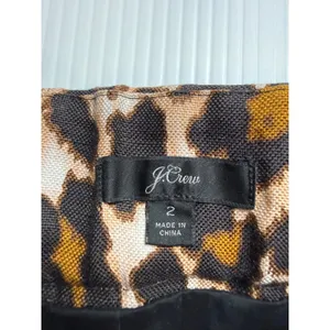 J. Crew Leopard Print Midi‎ Skirt Women Size 2 Linen Blend Lined thumbnail 7