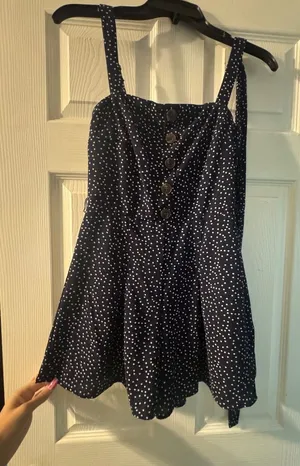 Navy w/ White Polka Dot Romper thumbnail 1