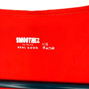 Smoothiez by Aerie Size‎ Large Long Sleeve Top Shirt Blouse Red V Neck Layer thumbnail 3