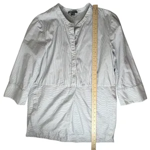 Vince Striped Band Collar Tunic Shirt Size XL Cotton Popover‎ Minimalist Capsule thumbnail 8
