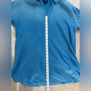 J. Jill Top Womes Size Small Cotton Chambray Tunic Minimalist‎ Western Desert thumbnail 9