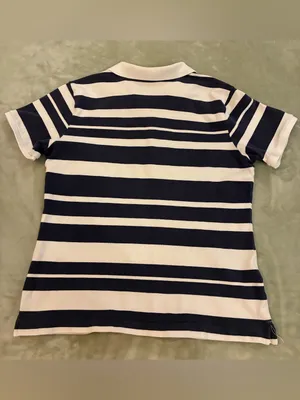 Women’s Duck Head Brand Striped Polo Shirt in Navy and White Size Large thumbnail 5