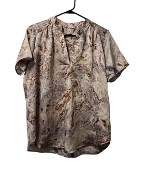 Entro‎ Women Abstract Print V-Neck Top Size Medium Lightweight Preppy Designer thumbnail 1