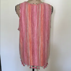 W5 Pink and Orange Striped Sleeveless Top with Tassels thumbnail 4