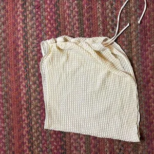 Cream Textured Mini Skirt Swim Cover Up Ruched thumbnail 1