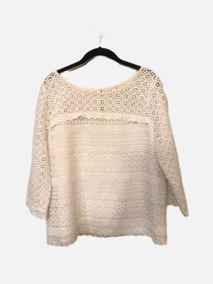 Joie Cream Lace Knit Crewneck Blouse thumbnail 2