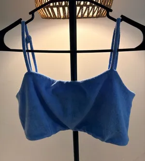 7 Blue Women's Terry Crop Tank Top thumbnail 1