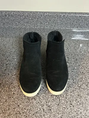 Blondo Black Suede Wedge Sneaker with White Sole thumbnail 3