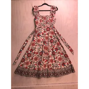Tahari Garden Party Print Dress Womens 8 White Floral Ruffle Midi Sundress New thumbnail 11