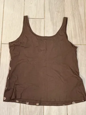 Victoria's Secret Brown Tank with Silver Polka Dots thumbnail 4