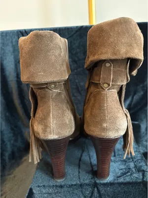 Johnston & Murphy Women's Brown Suede Fringe Ankle Boots Size 9.5 M thumbnail 4