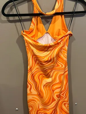 H&M Orange Swirl Mini Dress thumbnail 3