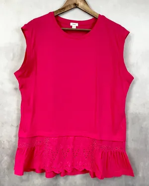Anthro Tiny Women Sleeveless Top Medium Eyelet Ruffle Coquette‎ Balletcore Y2K thumbnail 1