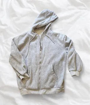 Heather Gray Full Zip Fleece Hoodie Size M thumbnail 1
