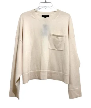 Banana Republic Womens 100% Cashmere Sweater‎ Drop Shoulder Pocket Large NEW thumbnail 1