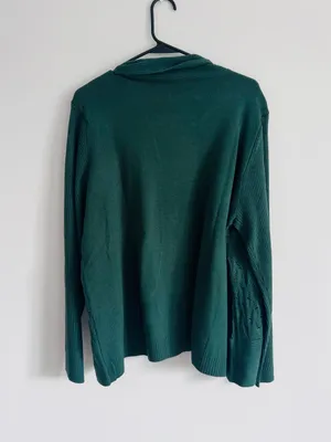 Forest Green Open-Front Knit Cardigan Sweater thumbnail 4