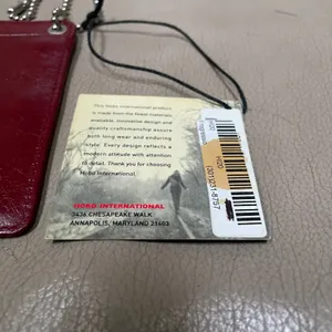 Hobo International crimson red leather‎ card holder on ball chain lanyard NEW thumbnail 5