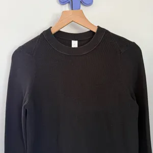 Lululemon Small Take It All Cotton Blend Sweater Crew Rib Lounge Comfy Black thumbnail 3