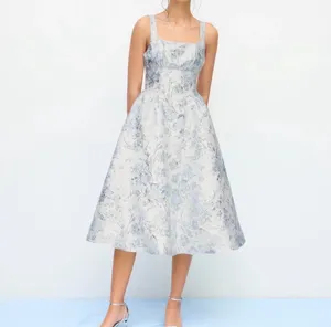 Cider ♡ blue floral jacquard midi dress ♡ thumbnail 2