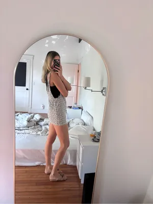 Kendall + Kylie White Leopard Print Denim Overall Dress – 23” Length thumbnail 2