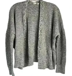 GAP Women's White and Black Open Front Cardigan Sweater‎ Size L Casual Knit thumbnail 1