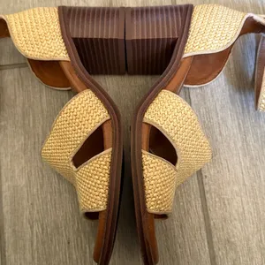Zodiac IDA Woven‎ Raffia Block Heel Sandals Beige Ankle Strap SZ 8 thumbnail 10