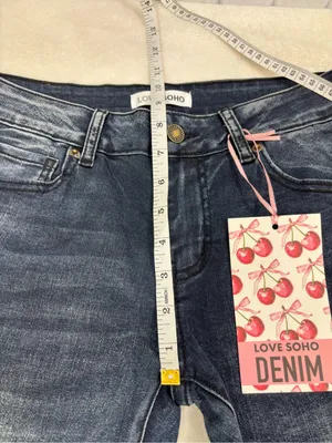 Love Soho Dark Blue Flare Jeans - Low Rise Stretch Size 5 NEW thumbnail 4