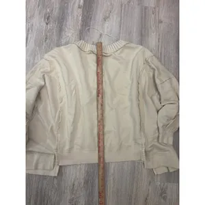 We The Free Free People Oversized V-Neck Sweatshirt Cream Exposed Seam XS‎ thumbnail 7
