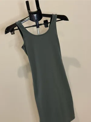 Tentree Organic Cotton Twist-Back Cutout Tank Dress XS Gray Green thumbnail 4
