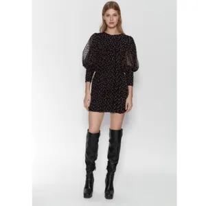 NWT Zara Bloggers Fav Puff Sleeve Sheer Textured Floral Dress XXL thumbnail 2