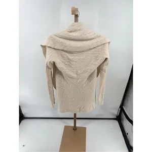 Lauren Ralph Lauren Cable Knit Open Front Cardigan Womens Size L/XL Ivory Wool thumbnail 11