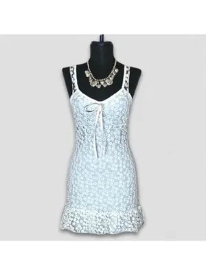 Shein Cami Slip Dress Embroidered Mesh Size 4 thumbnail 3