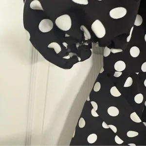 River Island Black And White‎ Polka Dot Belted Dress Size 6 thumbnail 7