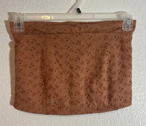 Aeropostale NWT Size Small Eyelet Embroidered Tube Top Brown Ditsy Floral Crop thumbnail 1