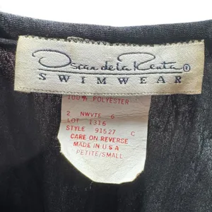 Oscar de la Renta Vintage 90s Made in USA Swimwear Cover Up Black Gold Small thumbnail 6