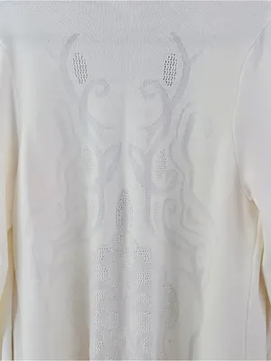 Chico's Off-White Jacquard Open-Front Long Duster Cardigan Size 3 XL thumbnail 5