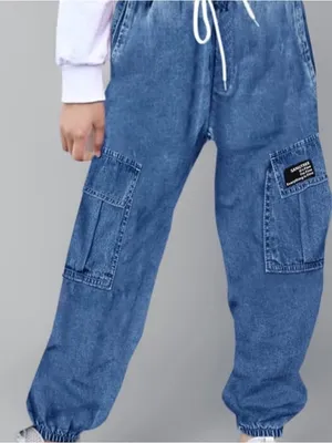 Kids Blue Cargo Denim Jogger Pants thumbnail 1