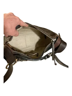 Dooney & Bourke Vintage Dark Brown Croc Embossed Leather Hobo Shoulder Bag | Silver Logo Plaque & Duck Charm thumbnail 3