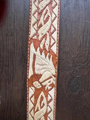 Handmade Embroidered Horse Leather Brown & Cream Western Belt Rare thumbnail 10