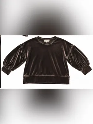 Madewell Dark Metal Velvet Balloon Sleeve Sweatshirt Pullover M thumbnail 4