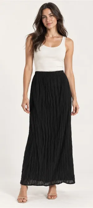 Free People Free-est Black Crinkle Textured Maxi Skirt XS thumbnail 1